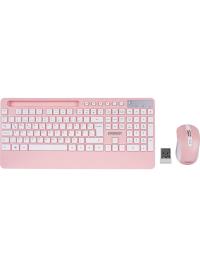 EVERET KM-9676 Beyaz/Pempe Multimedya Tablet-Telefon Standlı Klavye + Mouse Set